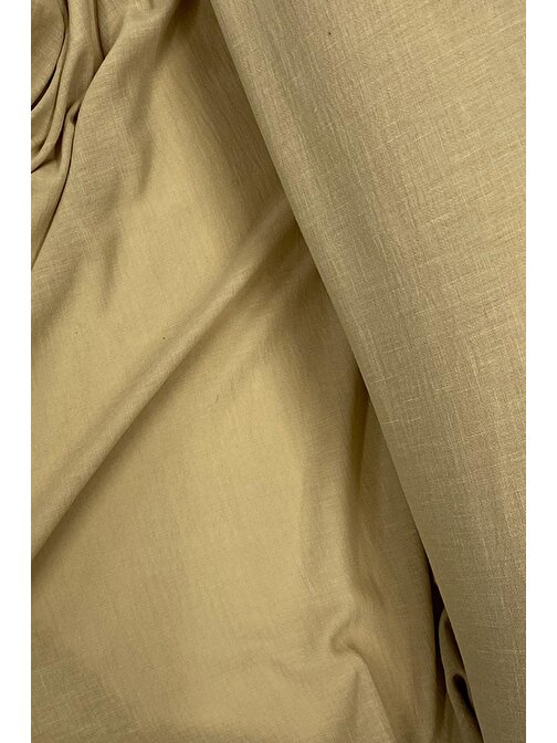 Nefertiya Keten Kumaş - Organik Kumaş - Perde Kumaşı - Ince Keten - Kıyafet Için Kumaş Örtü Koyu Bej 81
