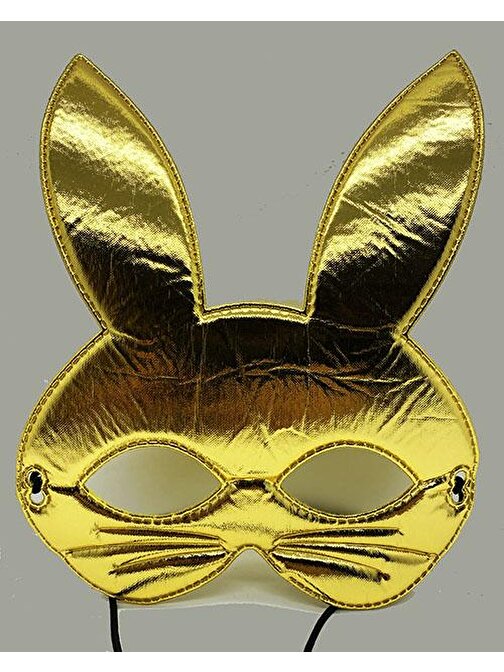 nefertiya Altın Renk Kumaş Malzemeden İmal Tavşan Maskesi 25X17 cm