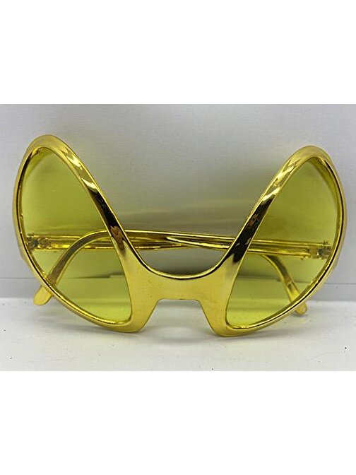 nefertiya Retro Gözlük - 80 li 90 lı Yıllar Parti Gözlüğü Gold Renk 8x13 cm