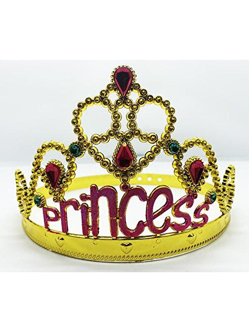 nefertiya Prenses Yazılı Altın Renk Ayarlanabilir Parti Tacı 60 cm