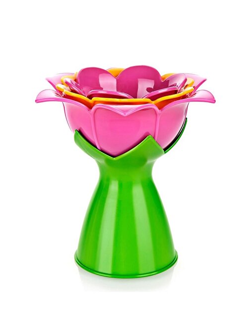 Manolya Çiçek Tasarımlı 3 Farklı Boy Matruşka Huni Seti ve Standı
