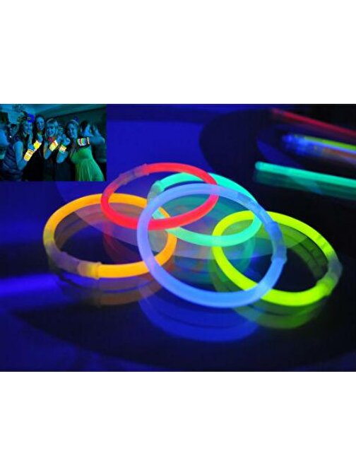 Can İthalat 10 Adet Karanlıkta Işık Veren Bracelet Fosforlu Kırılan Çubuk Bileklik