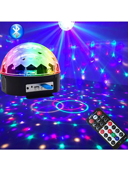 Baskaya Küre Disko Topu Müzik Çalar Renkli Lazer Işıklı Bluetooth