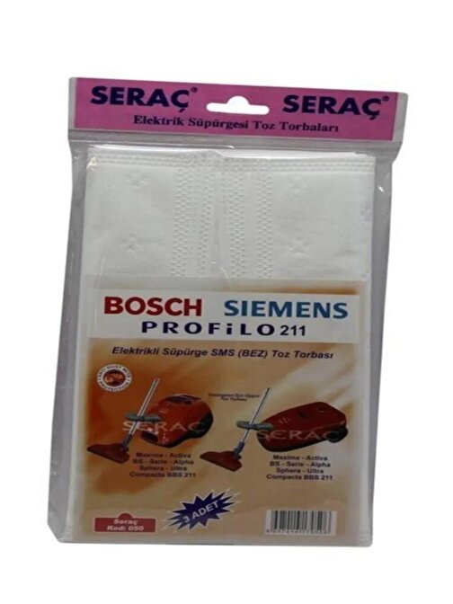 Royal Seraç Bez Süpürge Torbası Bosch Siemens No:050 Süpürge Torbası