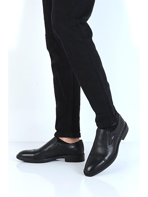 Berenni M378 Siyah Kauçuk %100 Deri Erkek Klasik Ayakkabı