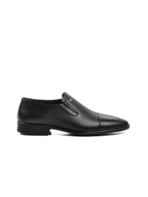 Fosco 2809 Siyah Kırışık Hakiki Deri Erkek Klasik Ayakkabı