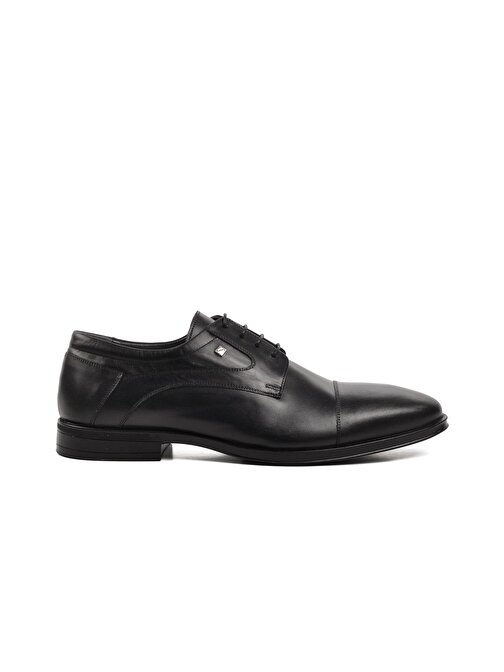Fosco 1594 Büyük Numara Siyah Hakiki Deri Erkek Klasik Ayakkabı
