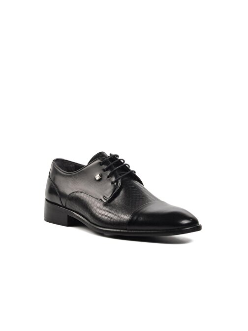 Fosco 9511 Siyah Lazer Hakiki Deri Erkek Klasik Ayakkabı