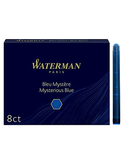 Waterman Mavi 8 Li Uzun Kartuş Mavi Siyah S0110910