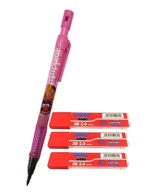 Artlantis 2.0 mm Kalın Uçlu Versatil Kalem Pembe Renk ve 2.0 mm Kalın Uç Kırmızı 3 adet Kalın Uçlu Mekanik Kalem
