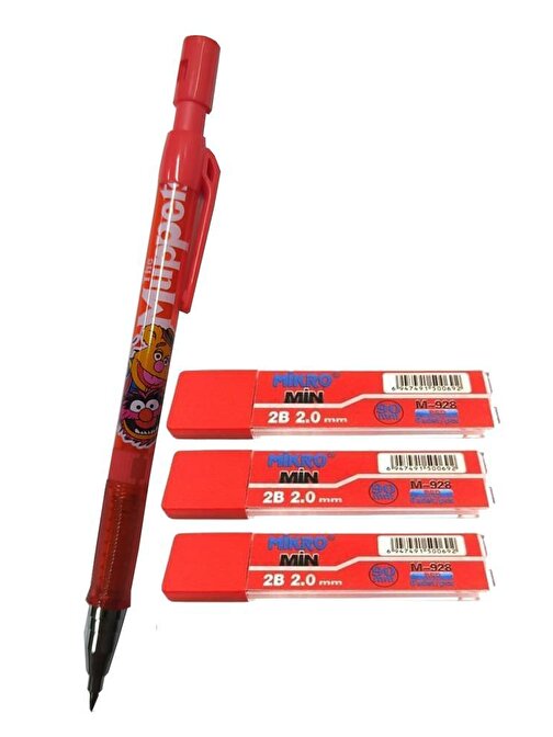 Artlantis 2.0 mm Kalın Uçlu Versatil Kalem Kırmızı Renk ve 2.0 mm Kalın Uç Kırmızı 3 adet Kalın Uçlu Mekanik Kalem