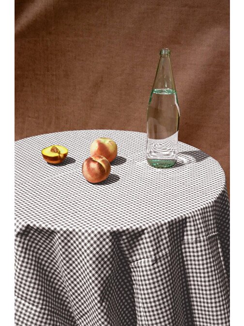 Vivamaison Kahverengi Kareli Masa Örtüsü Piknik Örtüsü 170x170 cm