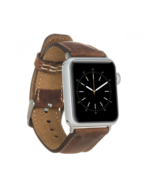 Apple Watch Uyumlu Deri Kordon 38 - 40 - 41mm G2 Kahverengi
