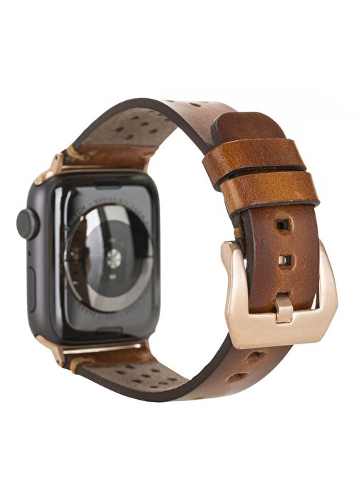 Apple Watch Uyumlu Deri Kordon Vigo 42 - 44 - 45mm RST2EF Taba