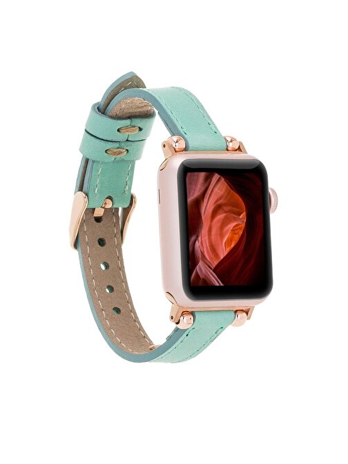 Apple Watch Uyumlu Deri Kordon 42 - 44 - 45mm Ferro BRN7 Yeşil