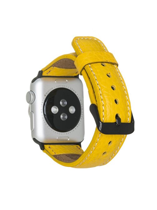 Apple Watch Uyumlu Deri Kordon 38 - 40 - 41mm FL12 Sarı