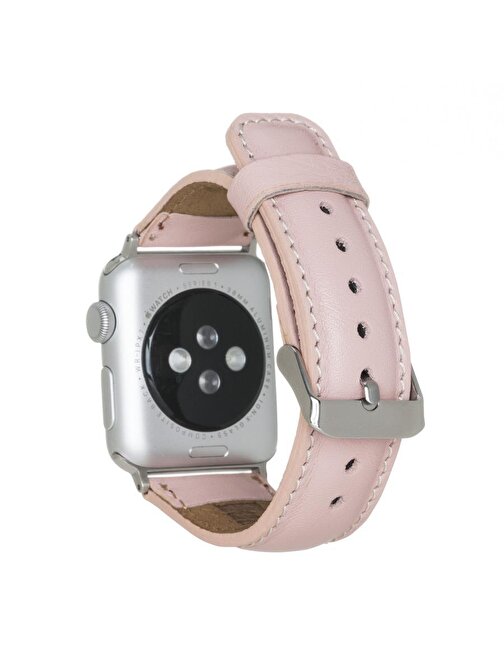 Apple Watch Uyumlu Deri Kordon 42 - 44 - 45mm NU2 - SM3 Silver