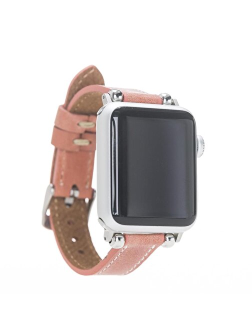 Apple Watch Uyumlu Deri Kordon 38 - 40 - 41mm Slim G17 Mercan