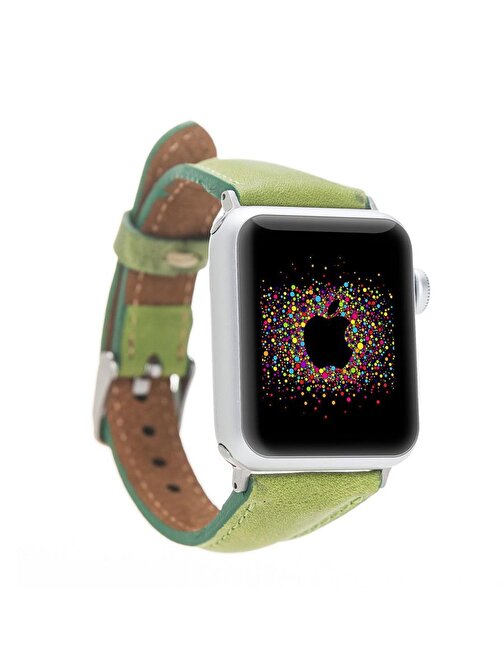 Apple Watch Uyumlu Deri Kordon 38 - 40 - 41mm Slim G16 Yeşil