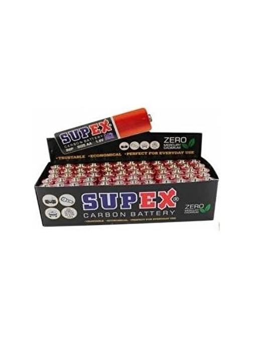 SUPEX R6 1.5 VOLT ÇİNKO KARBON AA KALEM PİL (60LI PAKET FİYATI)