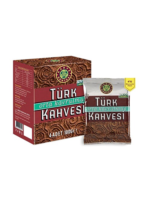 Kahve Dünyası Orta Kavrulmuş Türk Kahvesi 100 gr 4'lü Paket