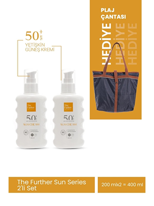 The Further Güneş Koruyucu Losyon Spf50 Faktör Yetişkin 200 ml X 2 Adet + Plaj Çantası Hediye