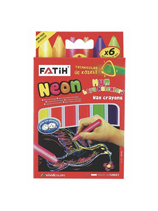 Fatih Karton Kutulu Mum Pastel Boya 6'lı Neon