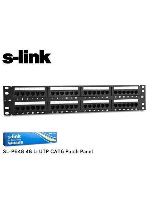S-Link Sl-P648 48 Port Cat6 Utp Patch Panel