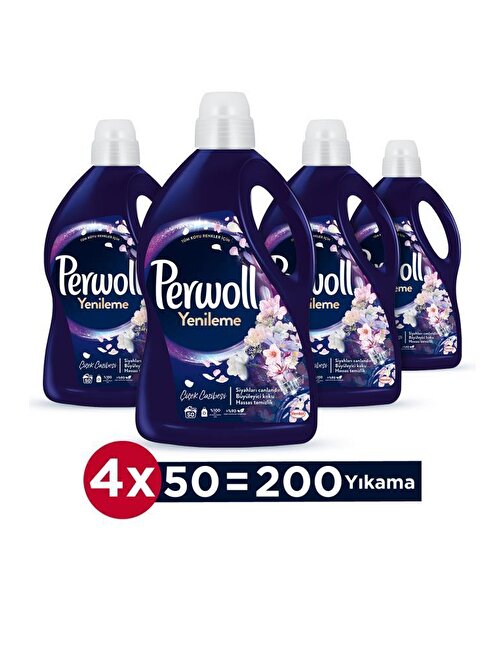 Perwoll Hassas Bakım Sıvı Çamaşır Deterjanı 4'Lü Set 200 Yıkama (4X2,75 L Çiçek Cazibesi Koyu Renkler)