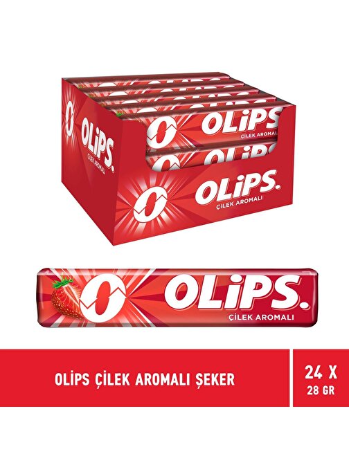 Olips Çilek Aromalı Şeker 28 gr x 24 Adet