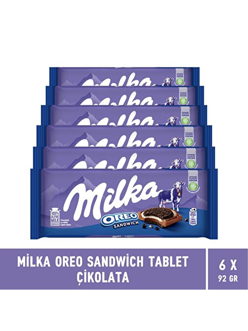 Milka Oreo Sandwich Tablet Çikolata 92 gr x 6 Adet