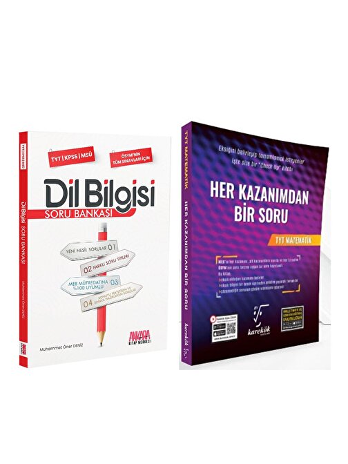 Akm Kitap Karekök TYT Matematik Her Kazanımdan Bir Soru ve AKM Dil Bilgisi Soru Bankası Seti 2 Kitap