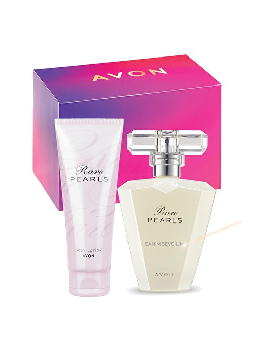 Avon Canım Sevgilim Yazılı Rare Pearls Parfüm Hediye Kutulu 2'li Parfüm Setleri