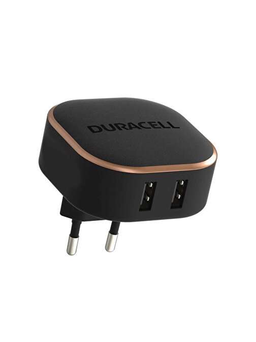 Duracell Universal 17W 2xUSB 5v/3.4A Telefon - Tablet Şarj Başlığı Siyah