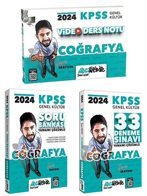 Hocawebde Yayınları 2024 Kpss Genel Kültür Coğrafya Video-Soru Ve Deneme 3 Lü Set