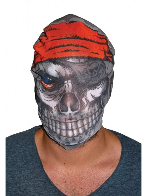 KafAya Tam Geçmeli Bez Korsan Maskesi - Streç Korku Maskesi - 3D Baskılı Maske Model 4 3877