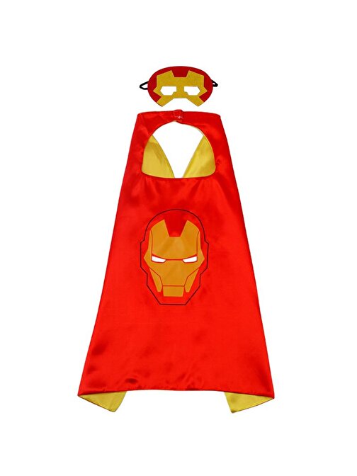Demir Adam İron Man Avengers Pelerin + Maske Kostüm Seti 70 x 70 cm 3877