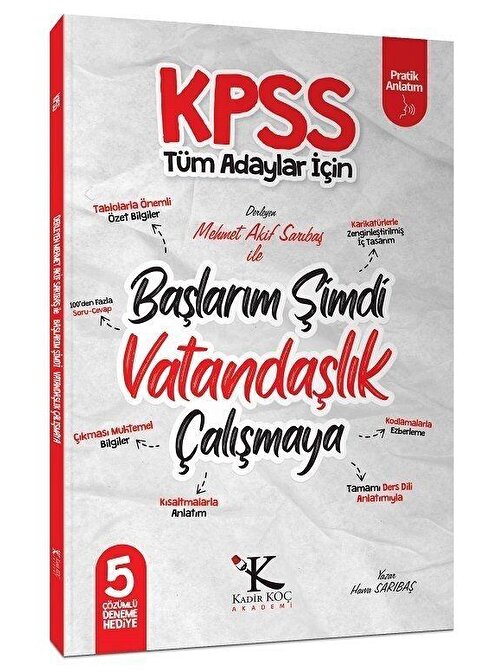Kadir Koç Akademi KPSS Başlarım Şimdi Vatandaşlık Çalışmaya Ders Notları Kadir Koç Yayınları