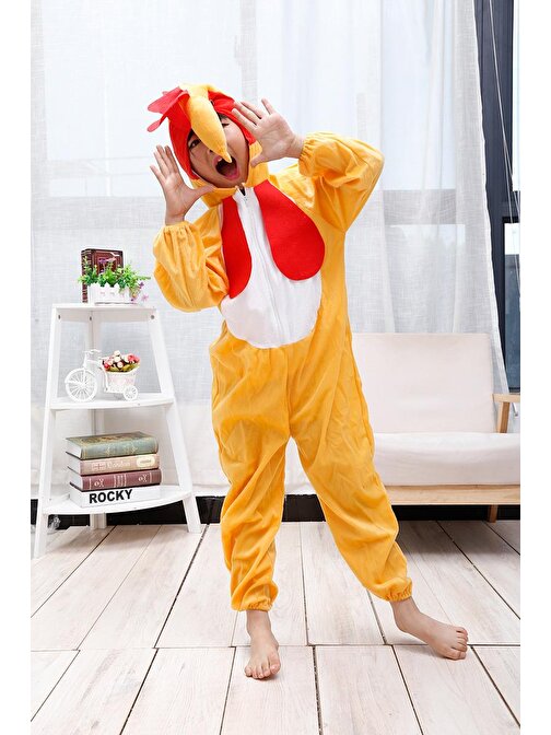 Çocuk Horoz Kostümü - Tavuk Kostümü 6 - 7 Yaş 120 cm 3877