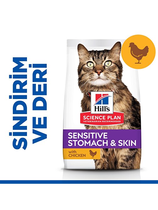 Hills Adult Sensitive Stomach&Skin Chicken Kedi Maması 1,5 Kg