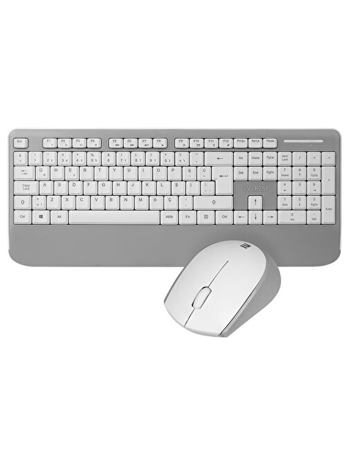 Everest KM-6176 Offical Türkçe Q Beyaz-Gri Kablosuz Combo Q Multimedia Klavye Mouse Seti