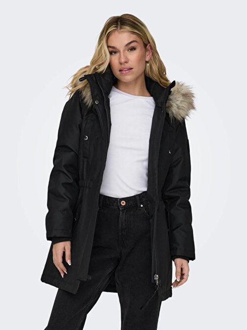 Only Kapüşonlu Siyah Kadın Parka 15304625