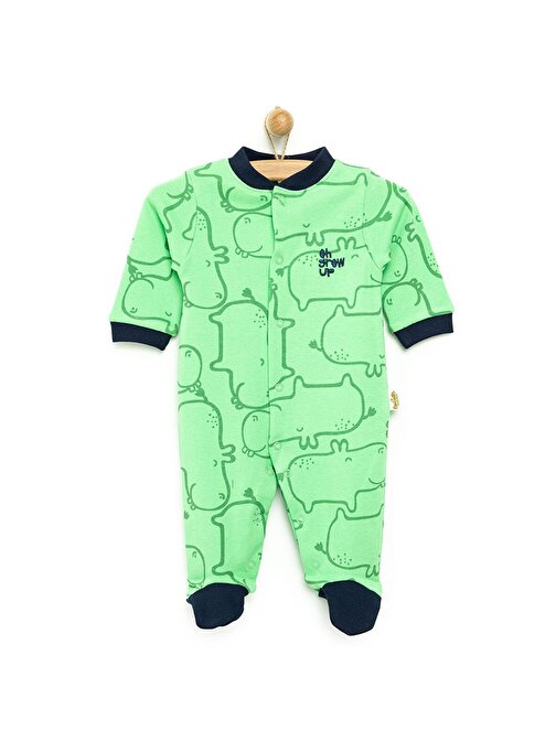 Bebetto Yenidoğan Organic Little Guy Patikli Tulum Erkek Bebek 6 Ay Yeşil