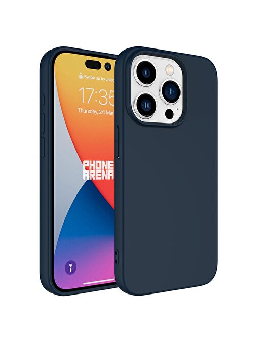 Coverzone iPhone 15 Pro Max ile Uyumlu Kılıf Kadife Iç Yüzey Silikon Z-Mara Lansman Vieri Kılıf Lacivert