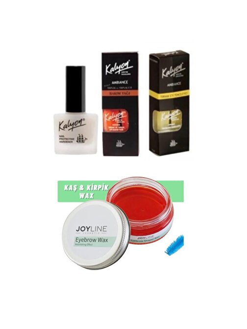 Kalyon Tırnak Sertleştirici+Tırnak Bakım Yağı+Tırnak Eti Temizleyici 3'lü Set+joy line Kaş Şekillendirici Ve Sabitleyici Wax 50ml