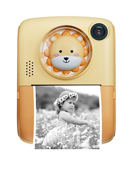 Pazariz Anlık Termal Yazıcılı Dijital Çocuk Kamerası 2.0 İnç HD Instant Photo 8 MP 10x Dijital Printer Camera Sarı