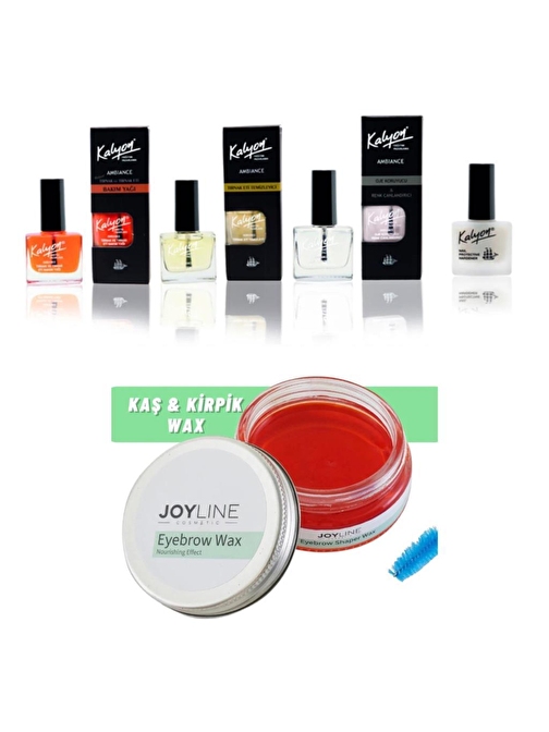 Kalyon Sertleştrci Bakım Yağı Et temizleyici Koruyucu 4 Lü Set+joy line Kaş Şekillendirici Ve Sabitleyici Wax 50ml