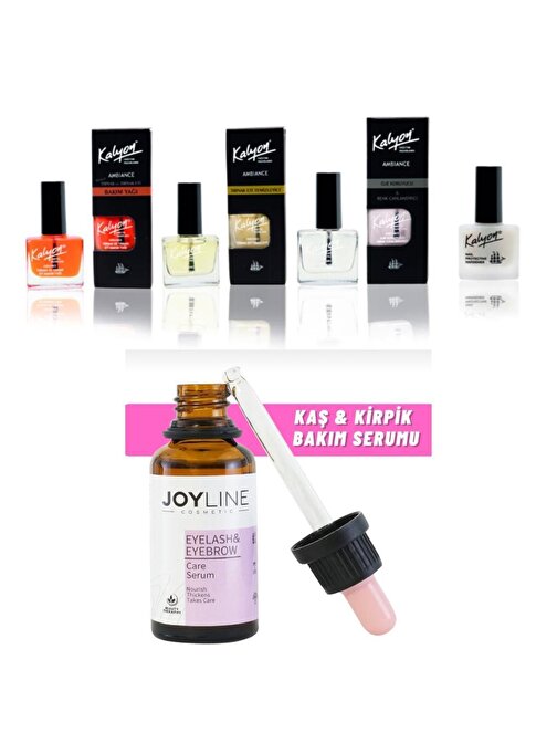 Kalyon Sertleştirici Bakım Yağı Et temizleyici Koruyucu Beyazlatıcı 4 Lü Set+joy line Kaş Kirpik Onarıcı,uzatıcı,besleyici Ve Güçlendirici Bakım Serumu 30ml