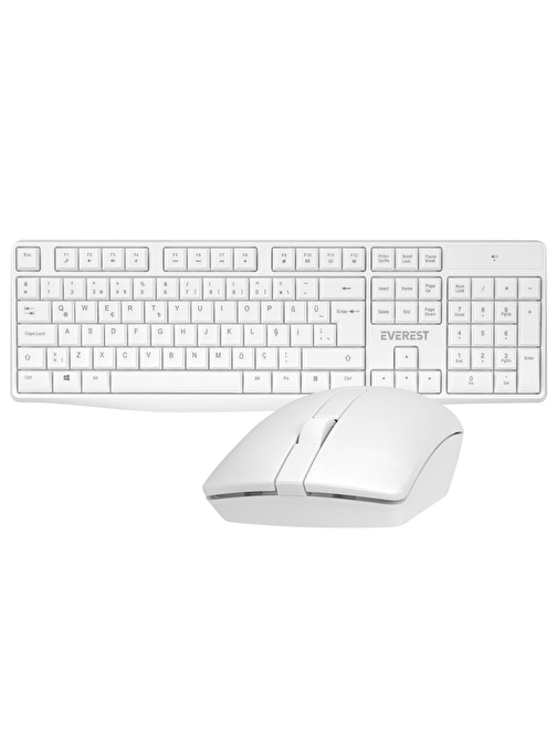 Everest KM-7500 Türkçe Q Beyaz Kablosuz Klavye Mouse Seti