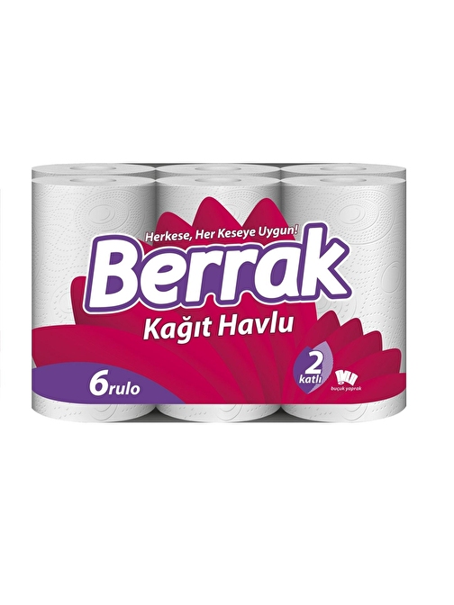 Berrak Ultra Emici Düz Kağıt Havlu 2 Katlı 6 X 4 Adet